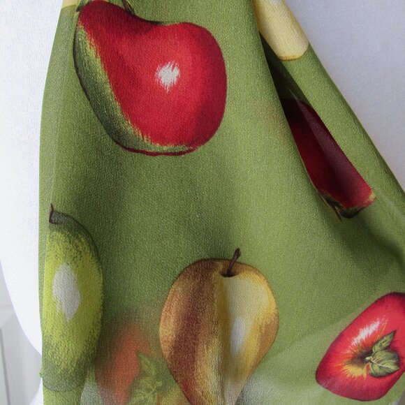 Gorgeous ECHO Scarf Big Red Yellow Green APPLES Silky Teacher Gift Apple - Picture 6 of 8